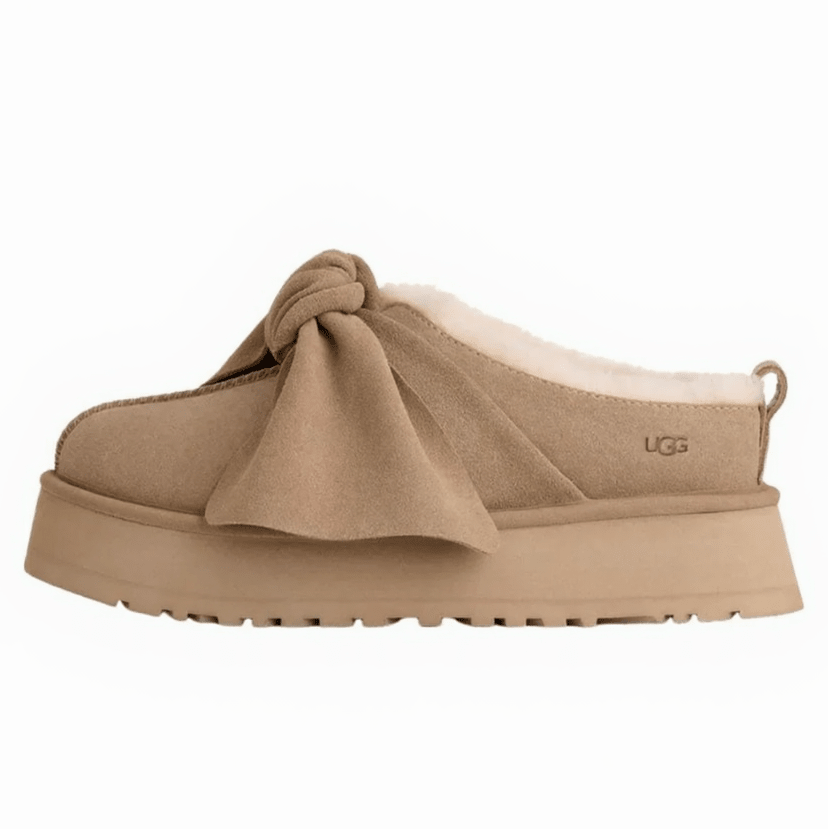 UGG Women’s Platform Slip - On Bow Slipper – Sand - DREAMWEAR