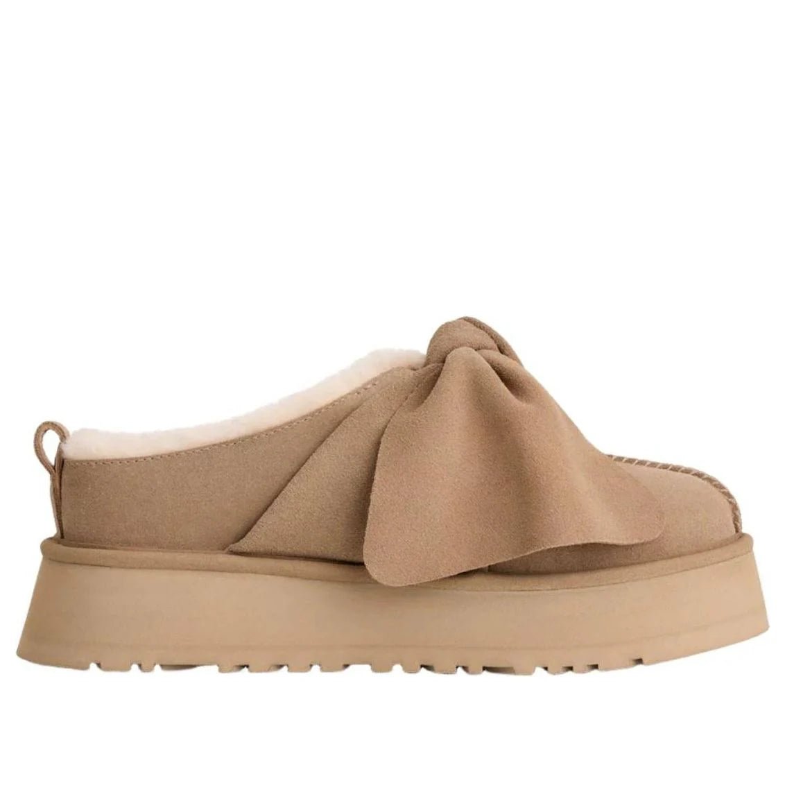 UGG Women’s Platform Slip - On Bow Slipper – Sand - DREAMWEAR